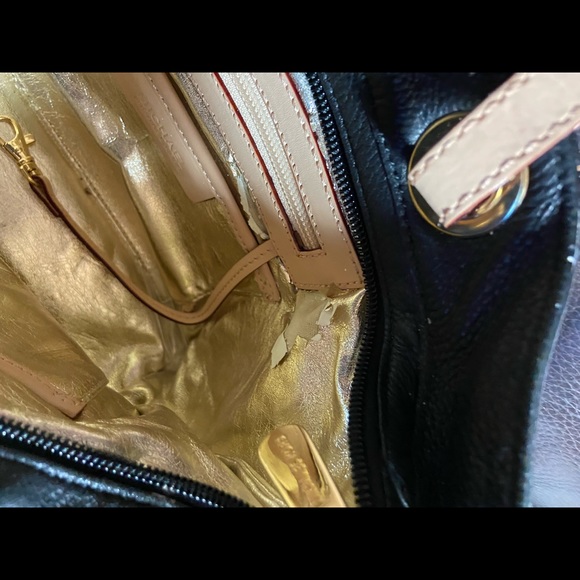 Michael Kors black tote with gold lining. - Picture 5 of 5